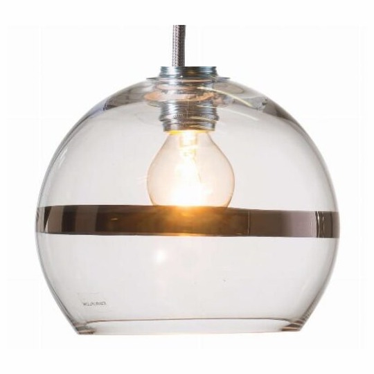 Lampa wisząca Rowan Ø15cm platinum stripe on clear - Ebb&Flow – Lampy Rowan | bihome.pl