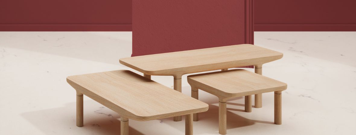 top trendy 2023 wnętrze magenta drewniane stoliki marmur
