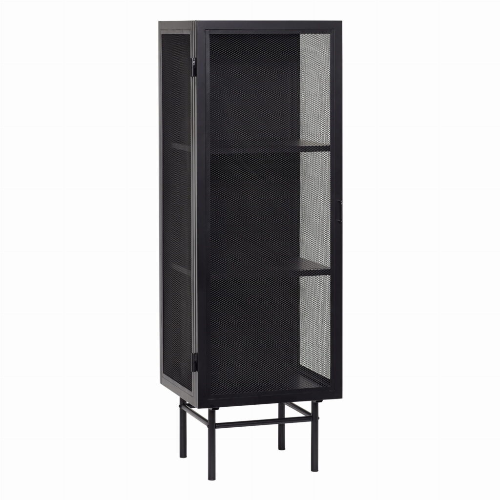 Gablotka Edge Single czarna industrialna metal Hubsch – Kredensy i gabloty | bihome.pl