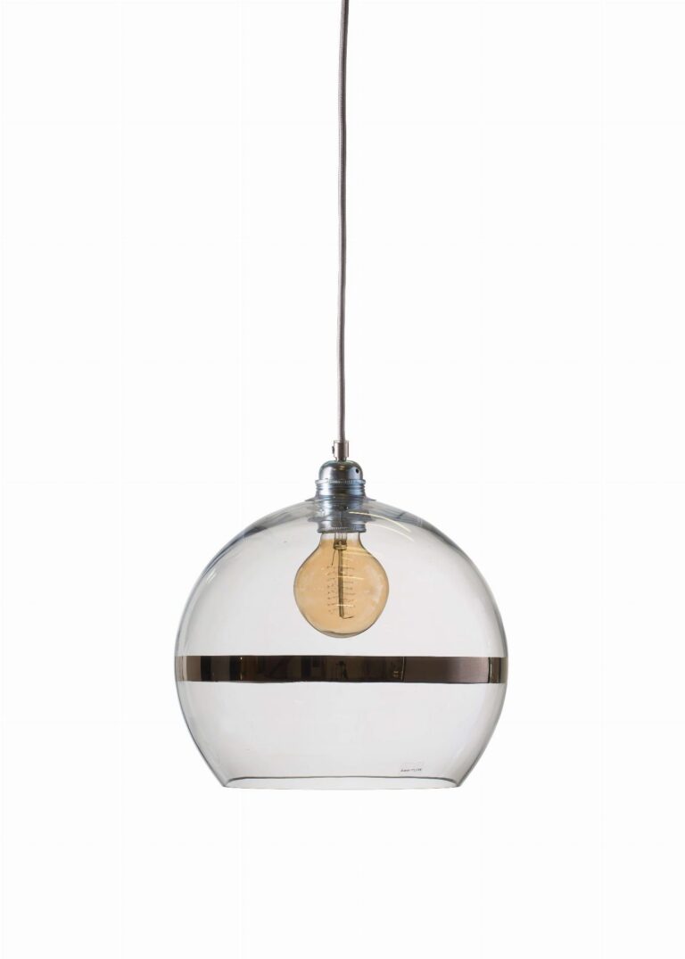 Lampa wisząca Rowan Ø28cm platinum stripe on clear - Ebb&Flow – Lampy Rowan | bihome.pl