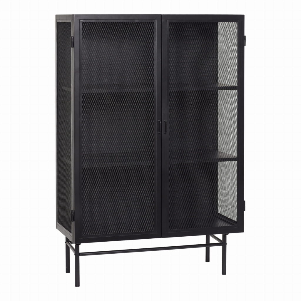Gablotka Edge Double czarna industrialna metal Hubsch – Kredensy i gabloty | bihome.pl