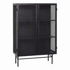 Gablotka Edge Double czarna industrialna metal Hubsch – Kredensy i gabloty | bihome.pl