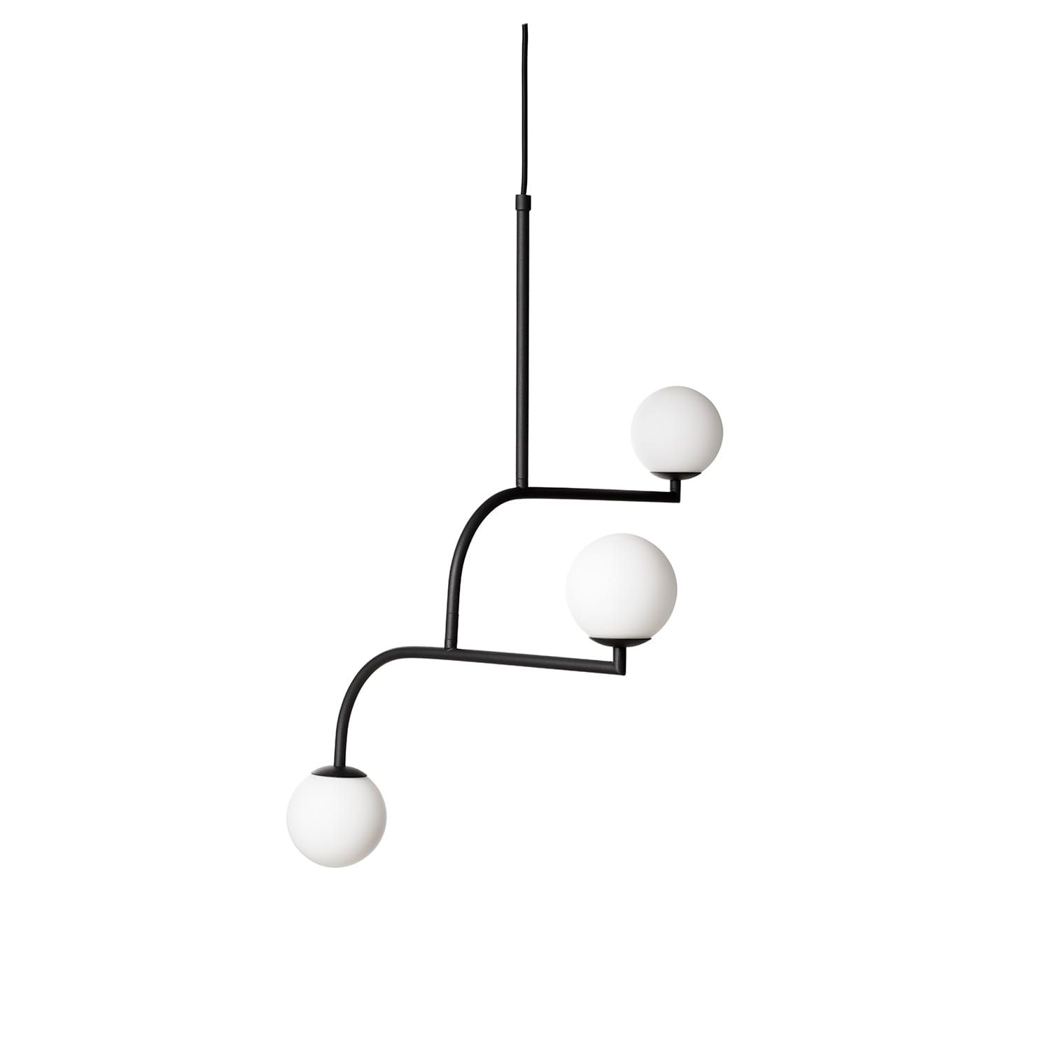 Szwedzka lampa wisząca Pholc Mobil 70 czarna ze szklanymi kloszami