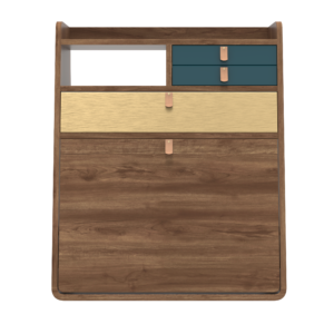 Sekretarzyk Gaston 60 cm petrol orzech Harto – Biurka | bihome.pl