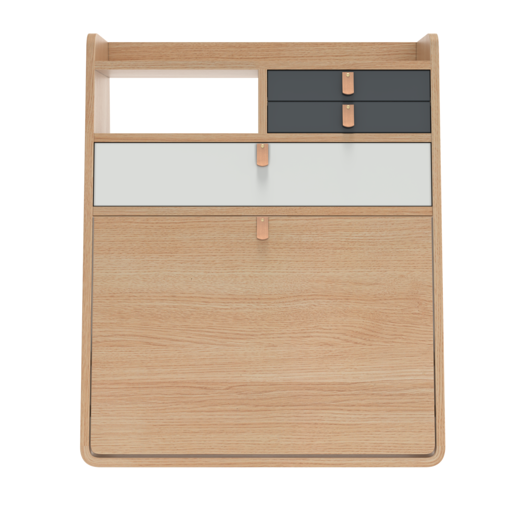 Sekretarzyk Gaston 80 cm szary dąb Harto – Biurka | bihome.pl