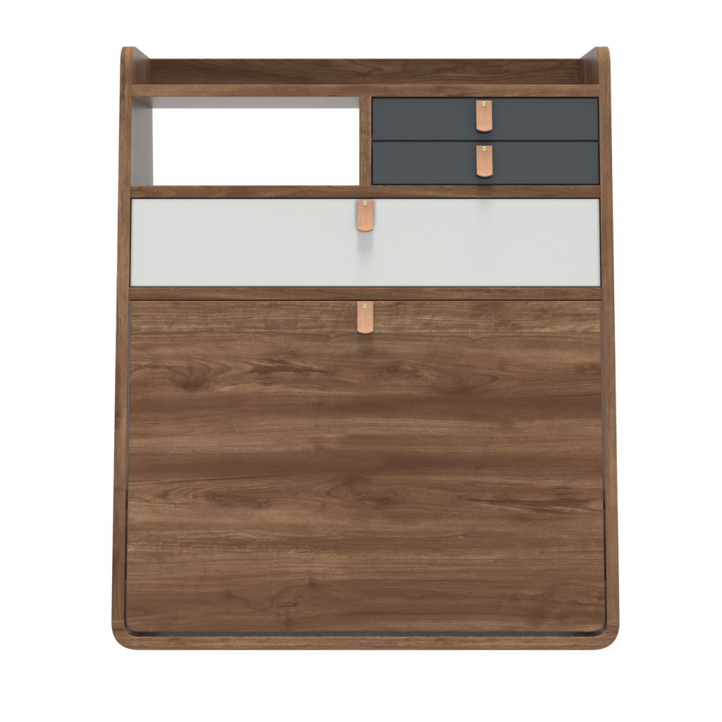 Sekretarzyk Gaston 60 cm szary orzech Harto – Biurka | bihome.pl