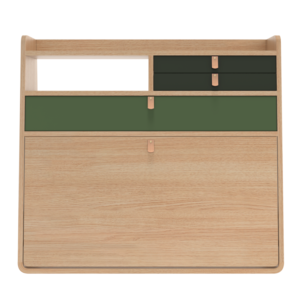 Sekretarzyk Gaston 80 cm zielony dąb Harto – Biurka | bihome.pl