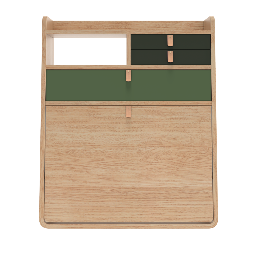Sekretarzyk Gaston 60 cm zielony dąb Harto – Biurka | bihome.pl