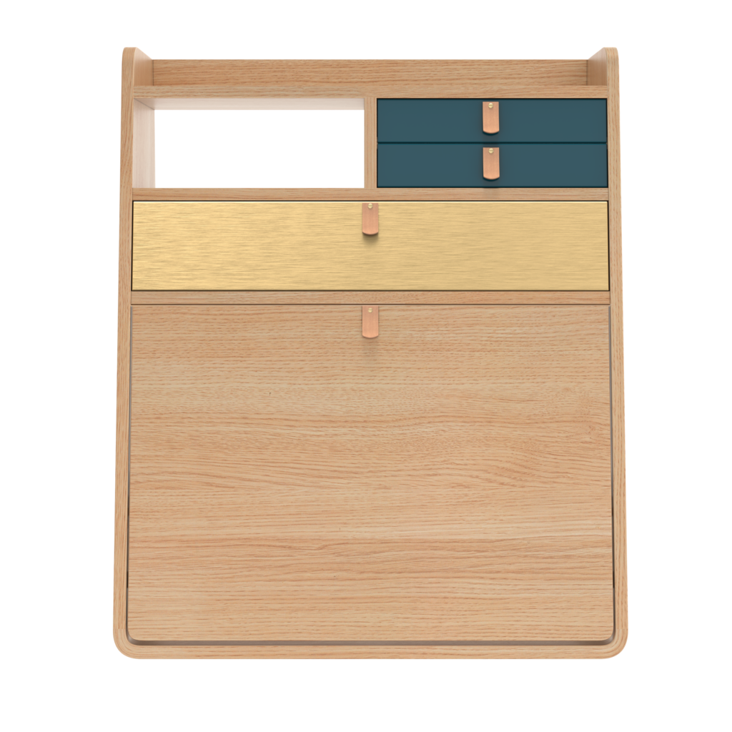 Sekretarzyk Gaston 60 cm petrol dąb Harto – Biurka | bihome.pl
