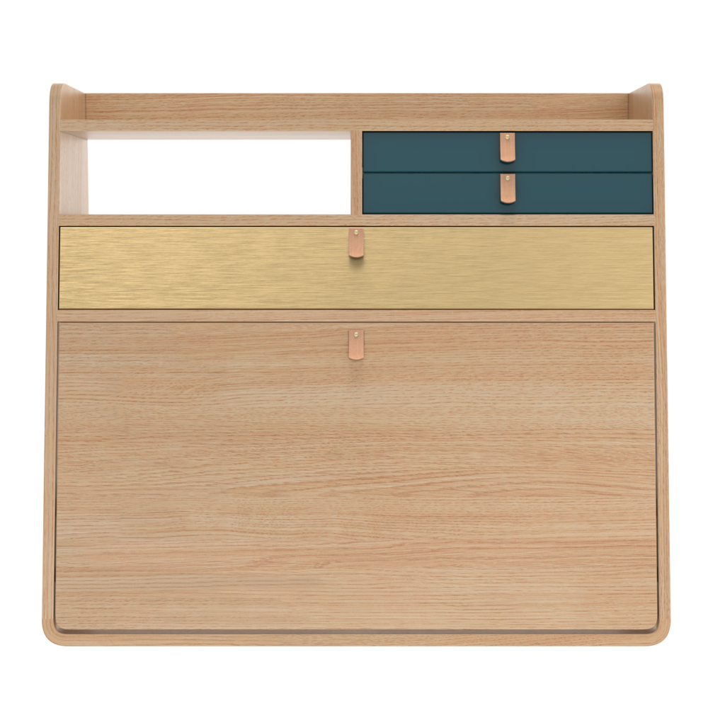 Sekretarzyk Gaston 80 cm petrol dąb Harto – Biurka | bihome.pl